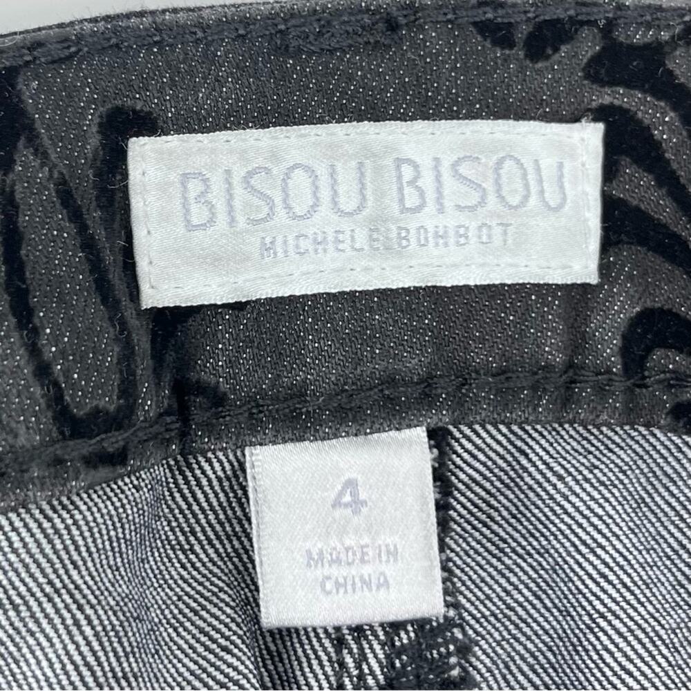 Bisou Bisou Michele Bohbot‎ Black Flocked Skinny Jeans Size 4 - Picture 6 of 8